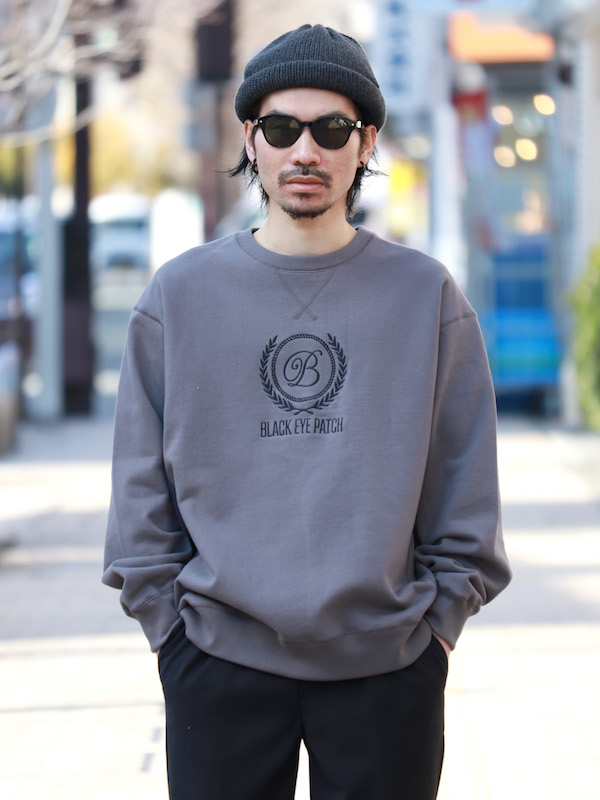 black eye patch dyed crew sweat スウェット-