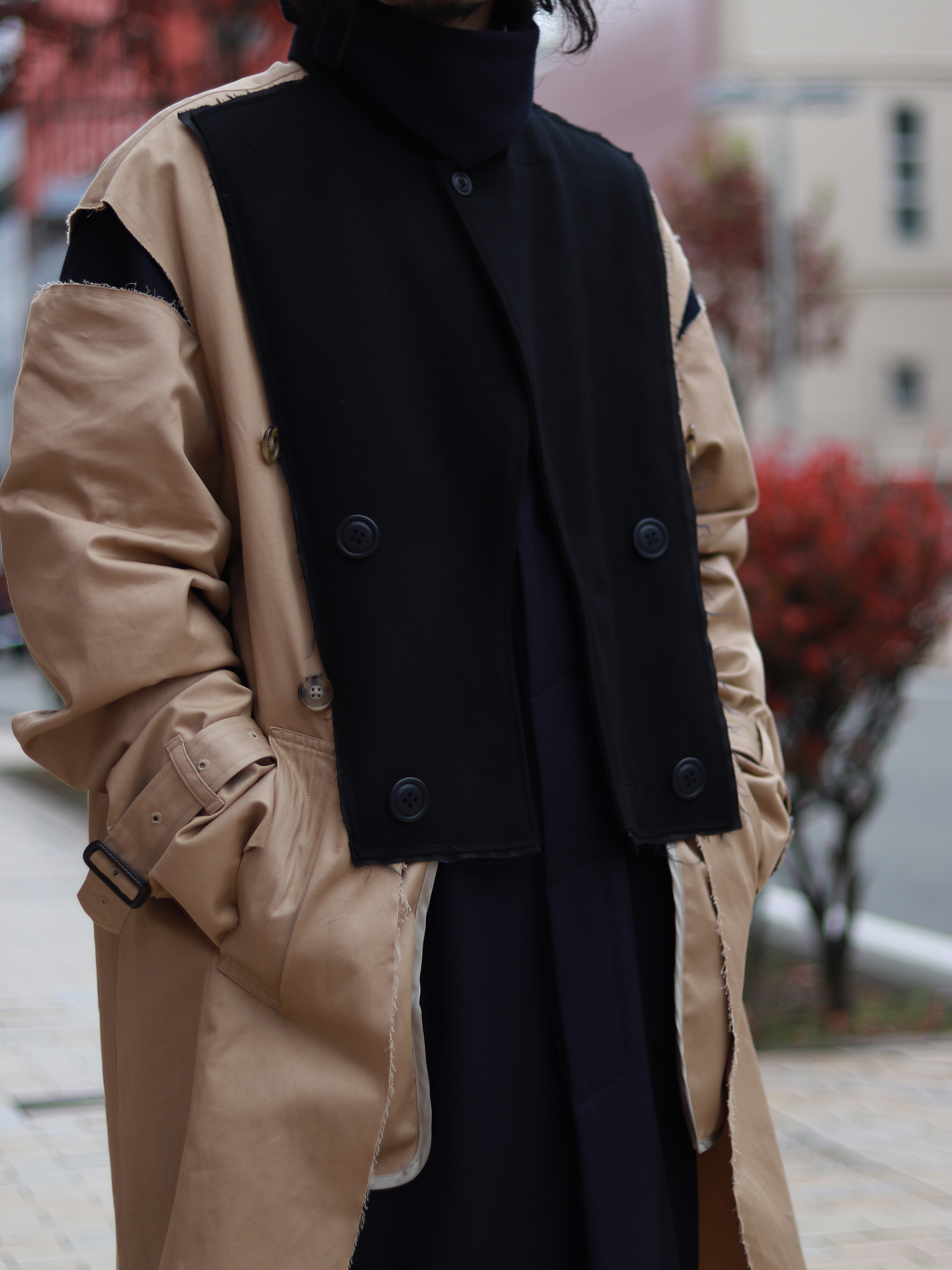 FACETASM（ファセッタズム） TOF-JK-M01 LAYERD DECONSTRUCTED TRENCH COAT