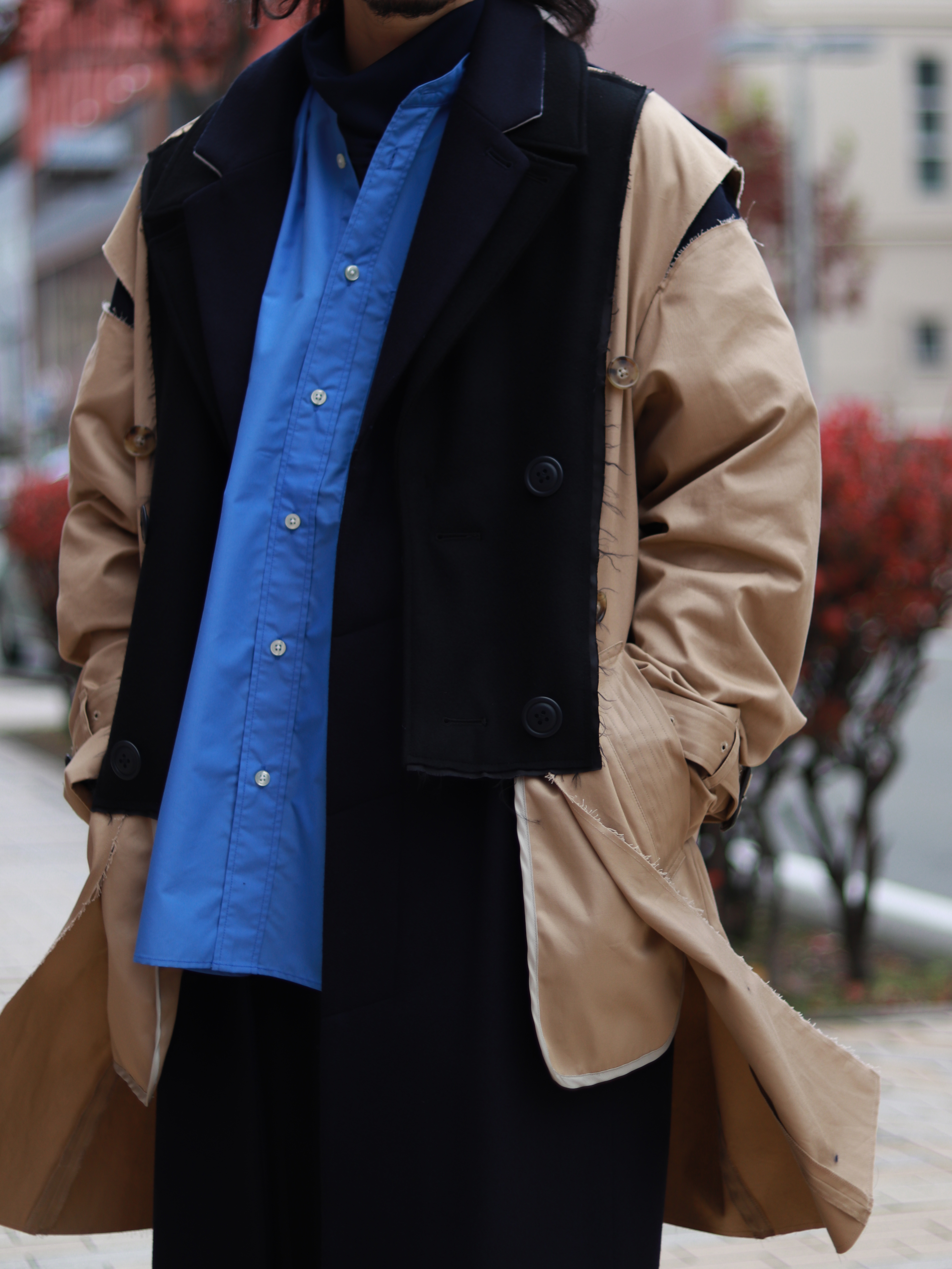 FACETASM（ファセッタズム） TOF-JK-M01 LAYERD DECONSTRUCTED TRENCH COAT