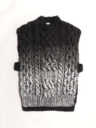 MAISON SPECIALi]XyV) 21232365203 Metallic Foil Cable Short Knit Pullover