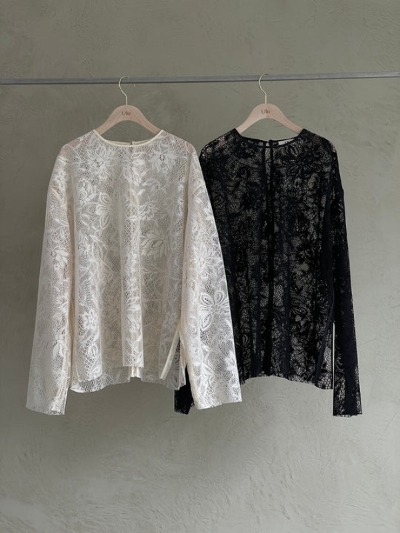 UhriE[A) 24SS-BL385 Lace Over Tops