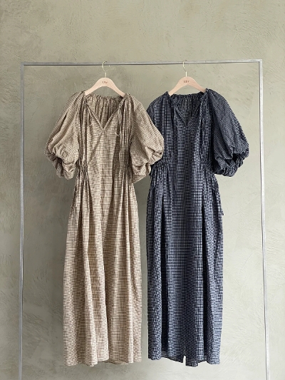 UhriE[Aj24SS-OP394 Organic Cotton Volume Sleeve Dress