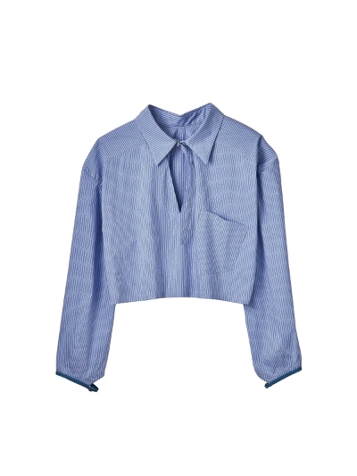 Knuth Marf (Nk[X}[t) KM24SG08 2way stripe volume shirt/stripeblue