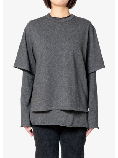 BED&BREAKFASTixbhAhubNt@Xgj8078100028 Yak Cotton Jersey Double Layer Crew-Neck Tee in GRAY