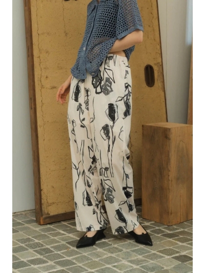 Knuth Marf (Nk[X}[t) KM24SUA08 stripe flower pants(unisex)/2color