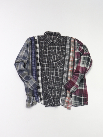 NEEDLESij[hYjPU347  Rebuids by  Needles Flannel Shirt  7 Cuts Zipped Wide Shirt