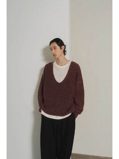 Knuth Marf (Nk[X}[t) KM24EAG01-1 Uneck knit pullover(unisex)/2color