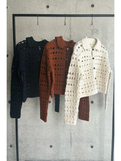 TGORigS[j TG4A-J0201 Hole pattern cardigan