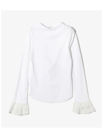 RHODOLIRIONihI) QT1087 Ribbed Race Cuff Pullover Tee