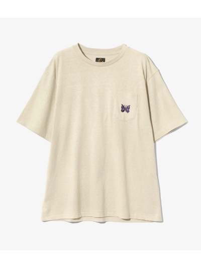 NEEDLESij[hY) QV357A  S/S PAPILLON EMB. POCKET TEE - COTTON JERSEY