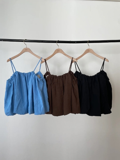 UhriE[Aj25SS-CM458 Linen Balloon Camisole