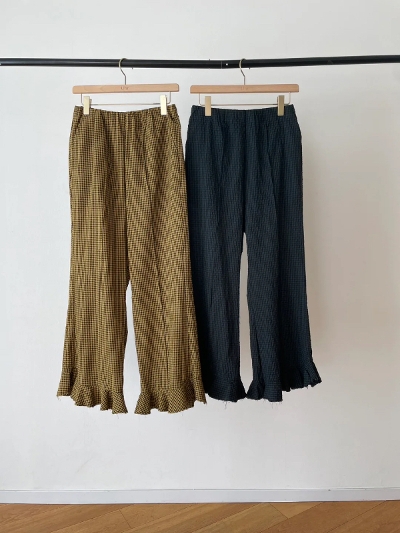 UhriE[Aj25SS-PT463 Checkered Frill Pants