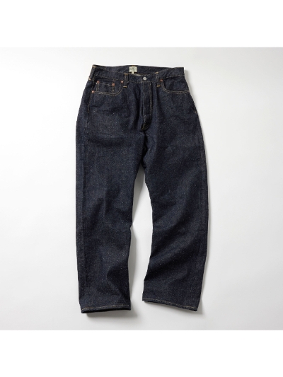 GOLD (S[hjGL42504A  RECYCLED WASTE SUVIN COTTON YARN 14oz DENIM 5POCKET STRAIGHT PANTS