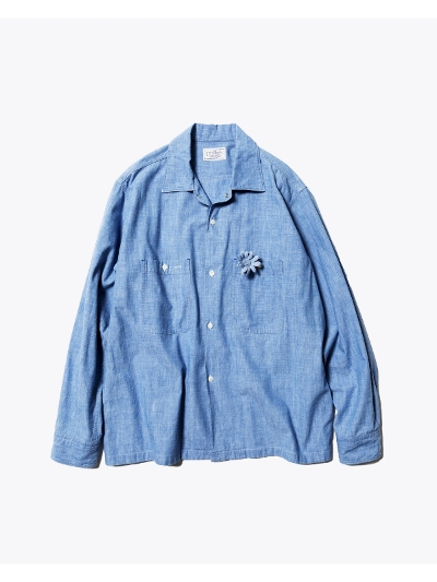 Unlikely(ACN[jU25S-11-0002  Unlikely Open Collar Work Chambray with Flower