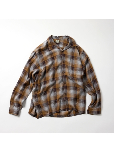 GOLD (S[hj GL29435  RAYON CHECK OPEN SHIRT