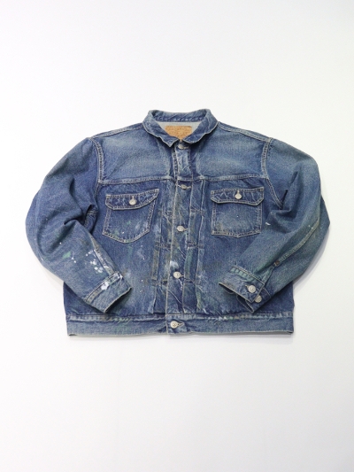 GOLD (S[h) GL15674H RECYCLED WASTE SUVIN COTTON YARN 14oz DENIM JACKET VINTAGE WASHED