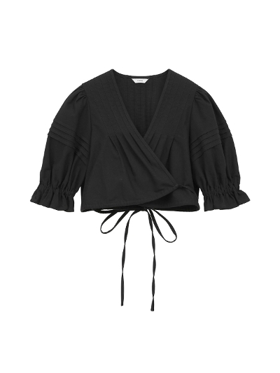 CLANE (Nl) 18122-4212 PINTUCK CROPPED BLOUSE