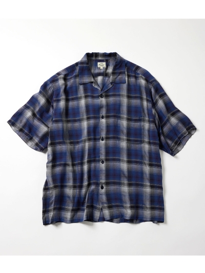 GOLD (S[hjGL39436 RAYON CHECK S/S OPEN SHIRT