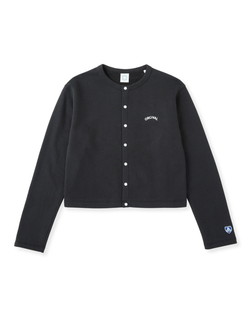 ORCIVALiI[VojOR-C0435 Women's Light French Terry Crew Neck Cardigan