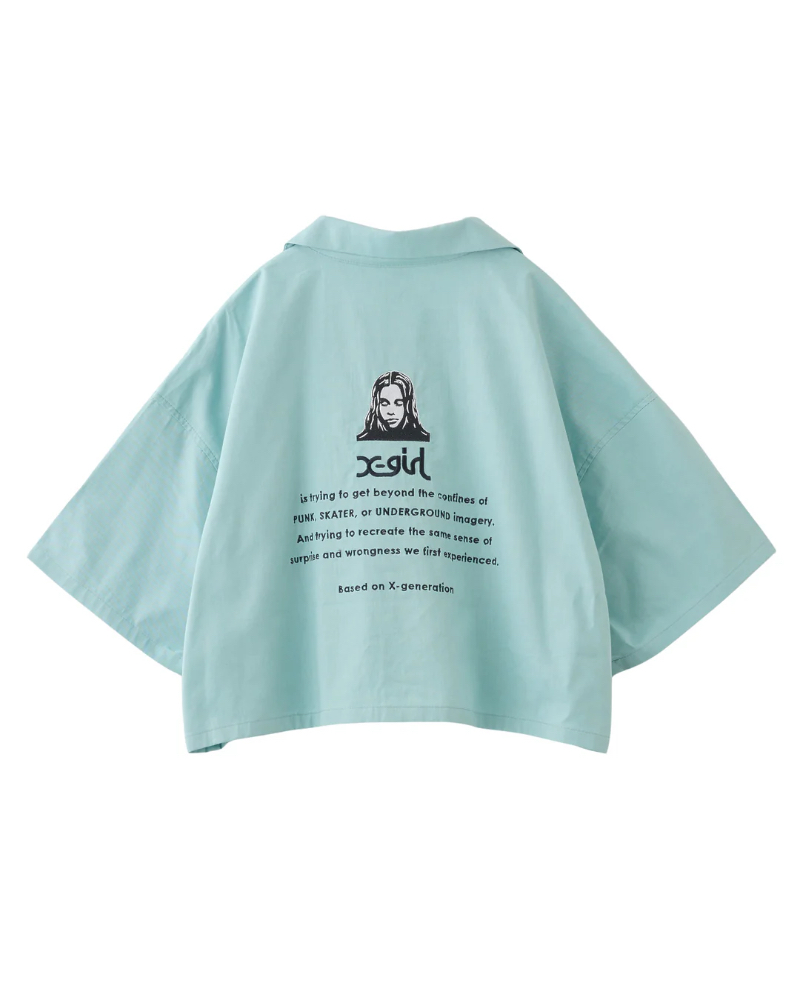X-girliGbNXK[) 4582700437172 FACE OPEN COLLAR CROPPED SHIRT