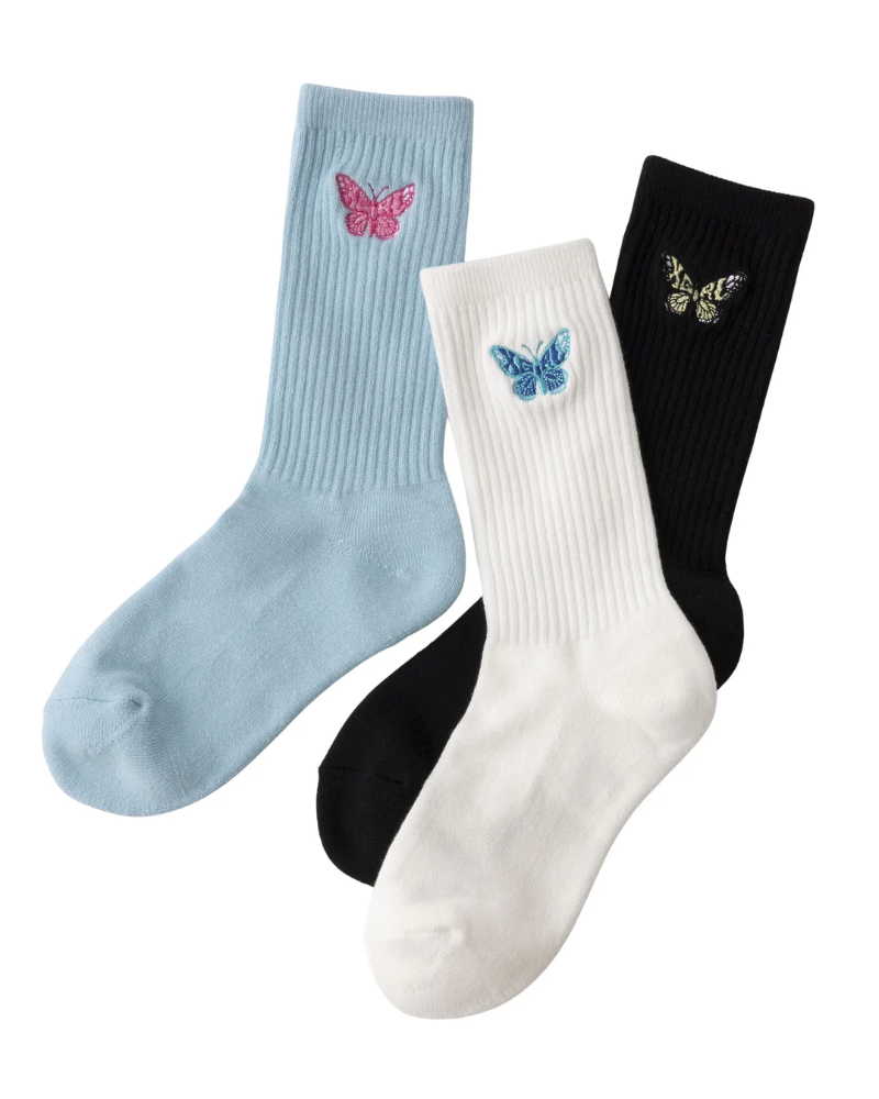 X-girliGbNXK[) 4582700439244 EMBROIDERED BUTTERFLY RIB SOCKS