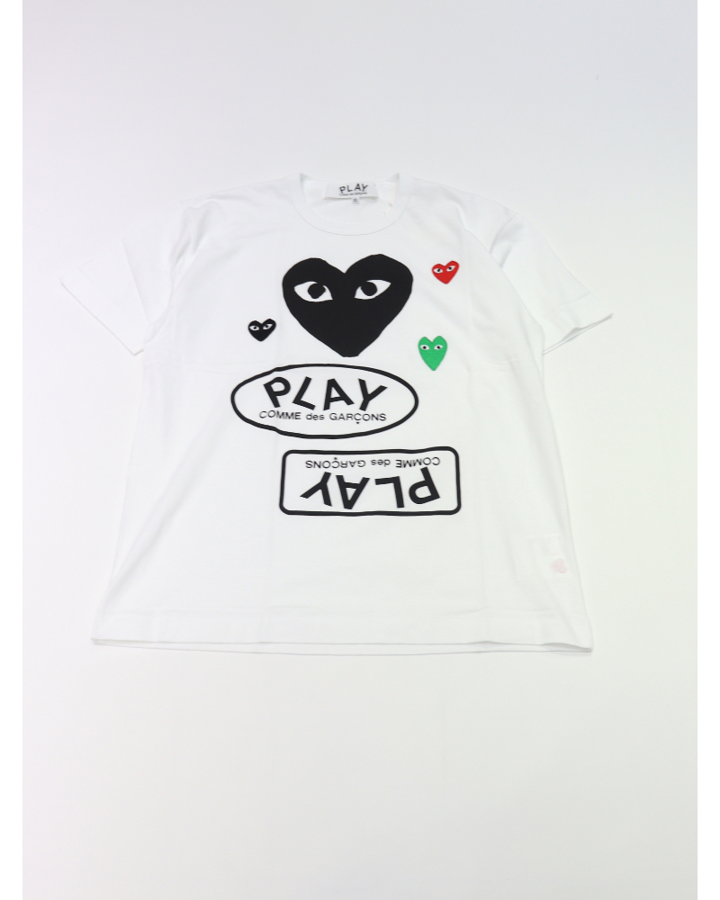 PLAY Comme des Gar&#231;onsivC RfM\j AX-T282-051 T-SHIRT RED BLACK GREEN EMBLEM