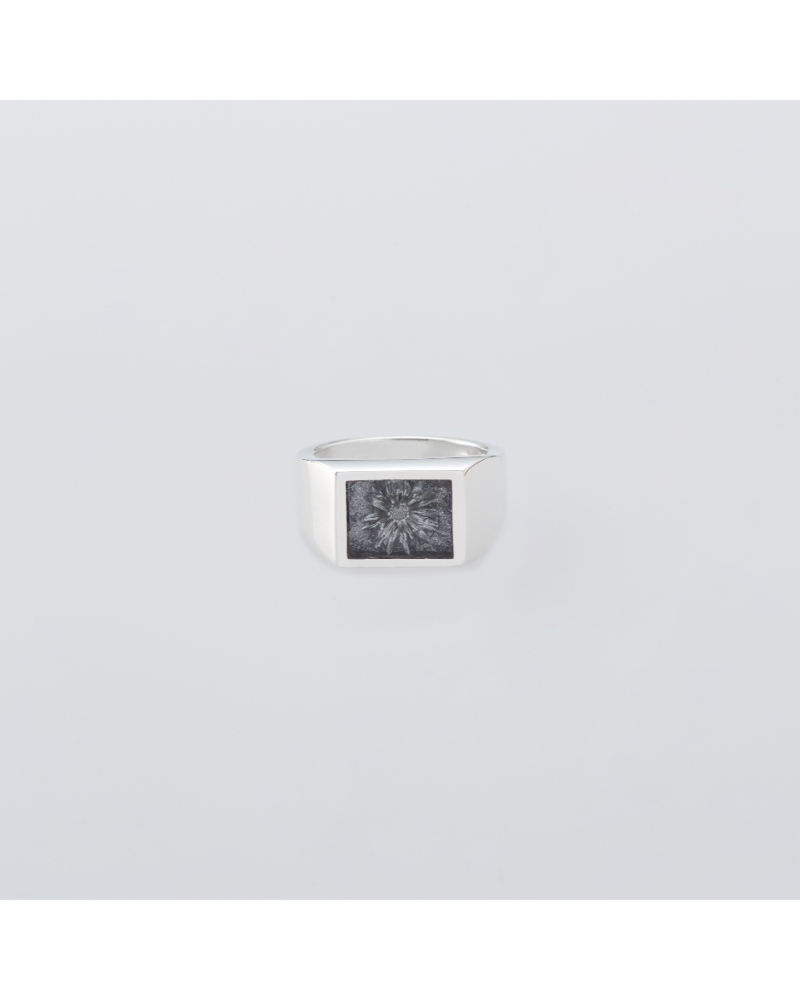 XOLOiVjXOR117  Signet Ring with Steel Gray Flower