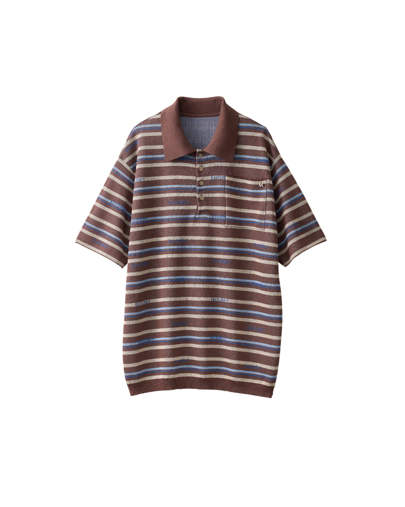 Knuth Marf (Nk[X}[t) KM25SUG10 logo stripe polo knit(unisex)