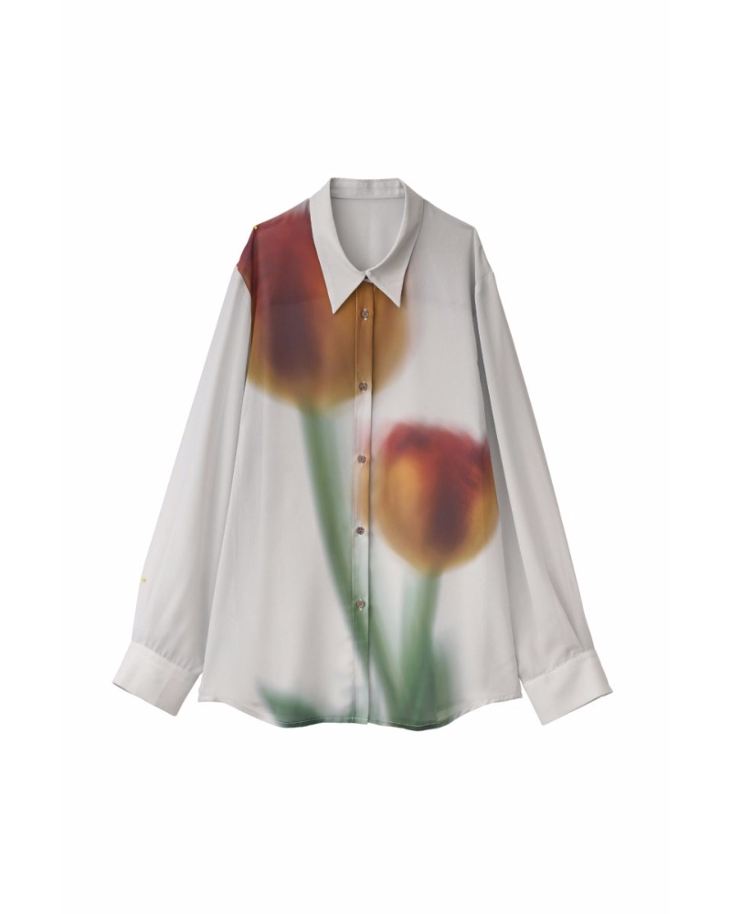 Knuth Marf (Nk[X}[t) KM25SUN05 flower print sheer shirt(unisex)
