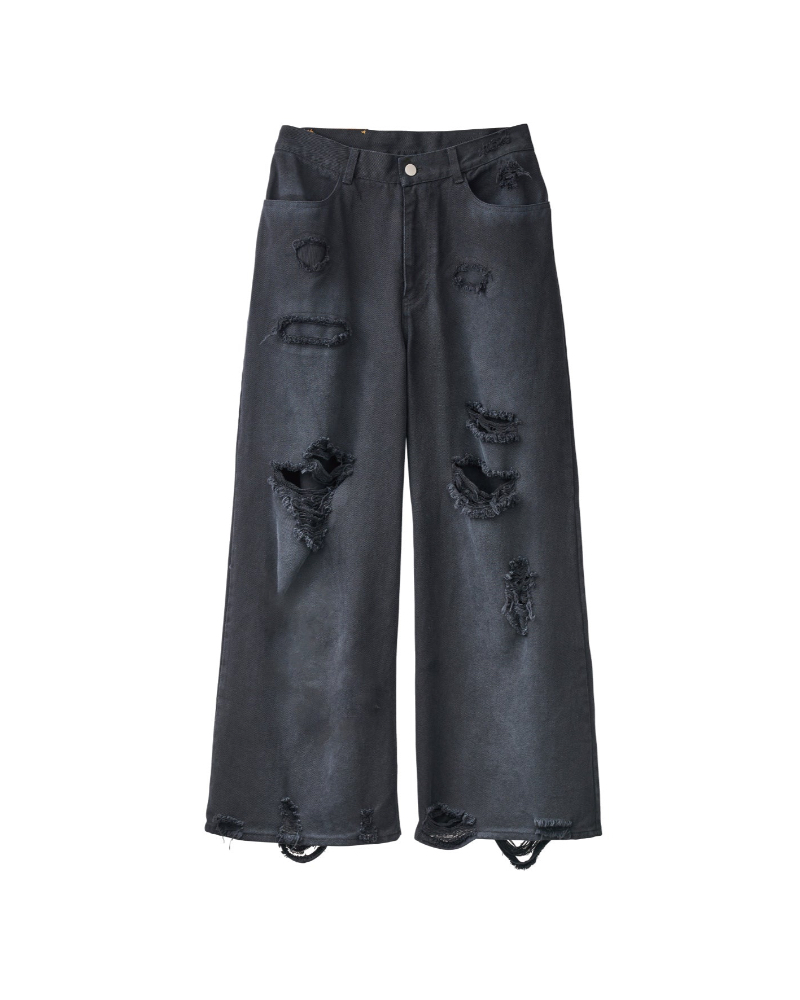 Knuth Marf (Nk[X}[t) KM25SUG05 damage denim pants(unisex)