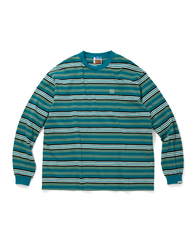 CITY COUNTRY CITYiVeB[Jg[VeB[) CCC-253C007 EMBROIDERED LOGO MULTI BORDER L/S TEE
