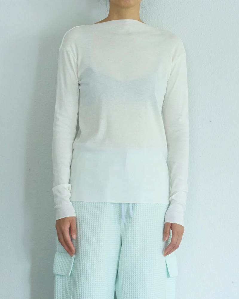 amiu.ciA~[V[) B03BGF-88 straight neck L/S - high twist gauze