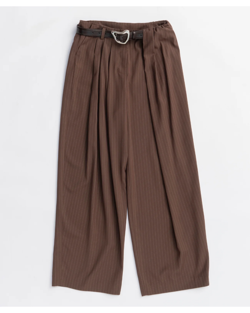 MAISON SPECIAL( ] XyV) 21252465309 With Real Leather Belt Asymmetry Tack Pants