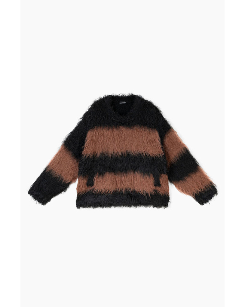 LAD MUSICIANibh~[WV) 2225-021 SHAGGY BORDER KNIT PULLOVER