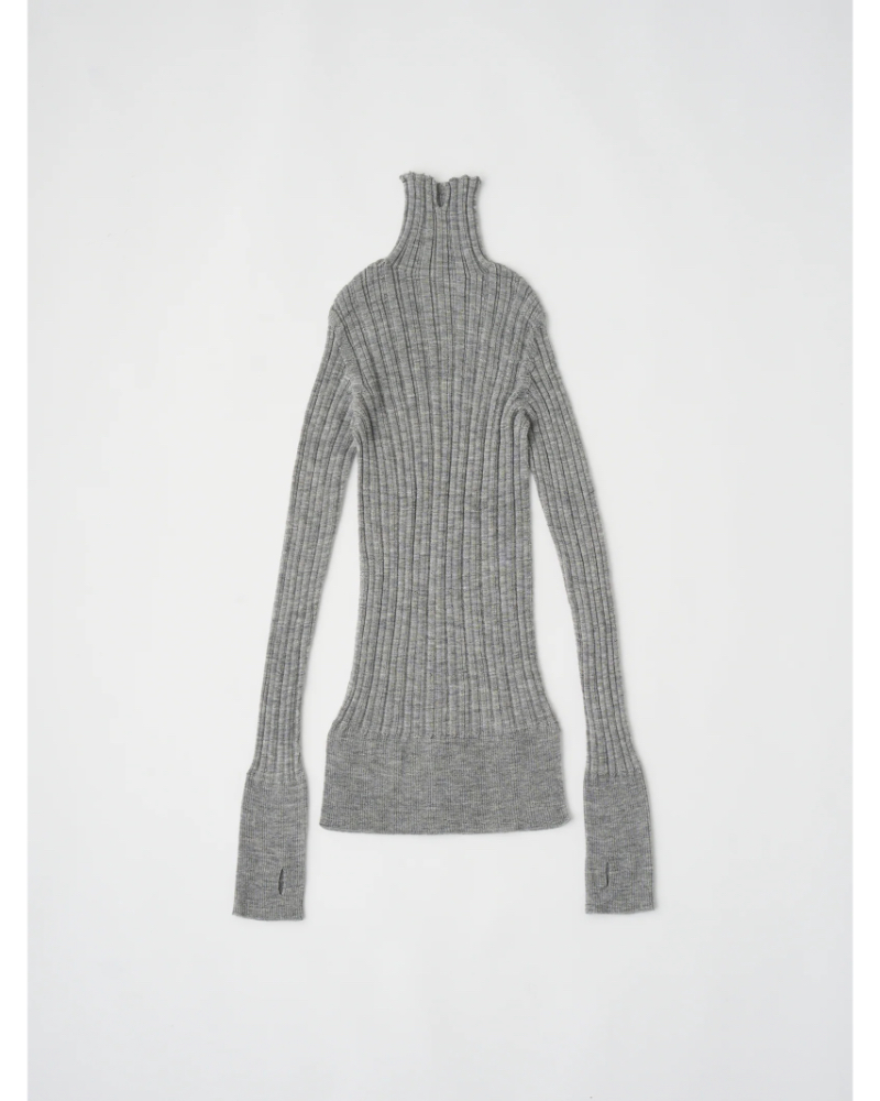unfiliAtBjWVFL-UW106 ROYAL BABY ALPACA RANDOM RIBBED-KNIT HIGH-NECK P/O