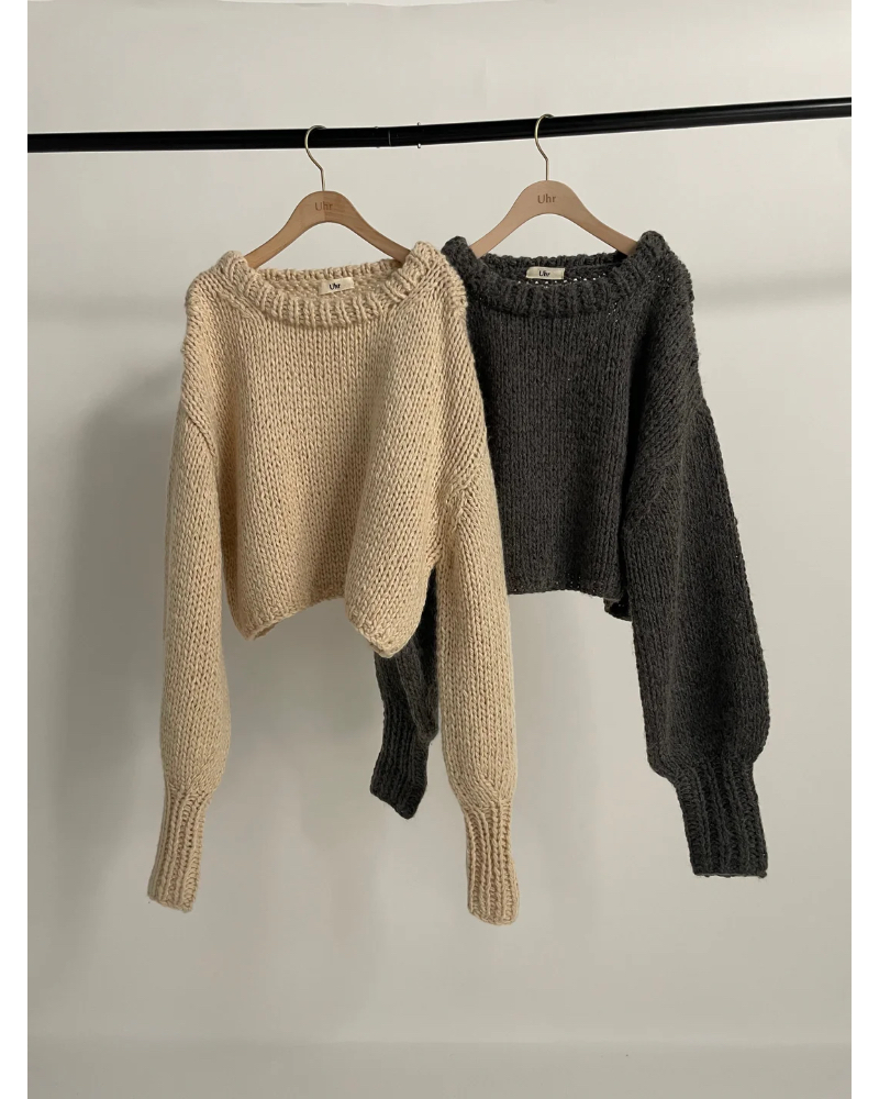 UhriE[Aj25AWUhr-KT503 Short Hand Knit Pull-over
