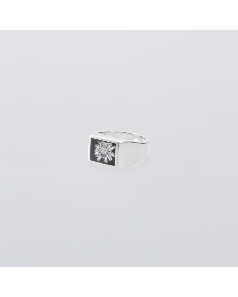 XOLOiVjXOR126  Signet with Black Flower Ring