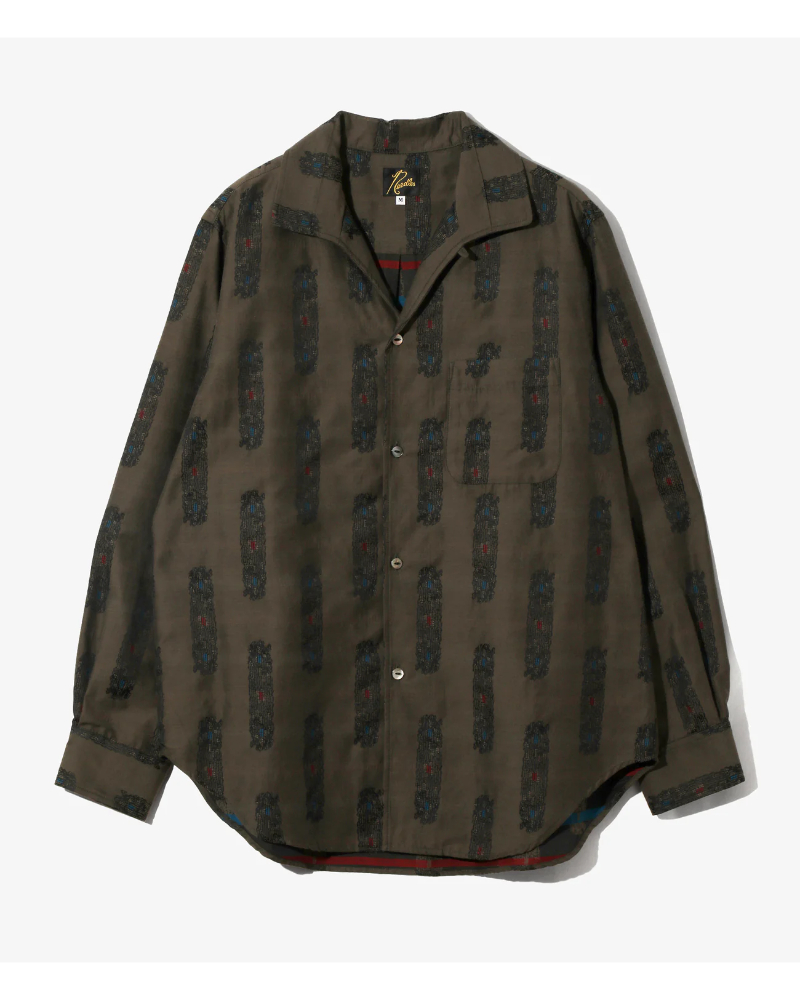 NEEDLES�i�j�[�h���Y�jSX286 PIN-TUCK COLLAR SHIRT - ABSTRACT JACQUARD