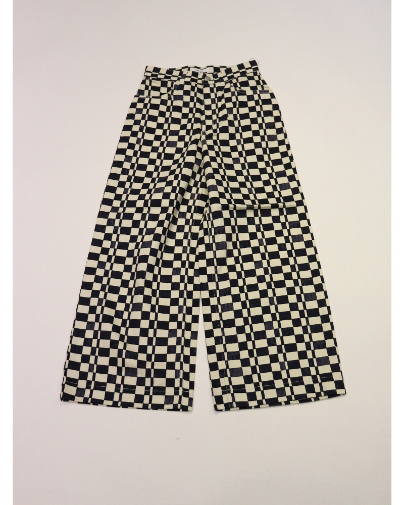 PHEENY�i�t�B�[�j�[�jPS26-PT04 Checkered High Waist Wide Pants
