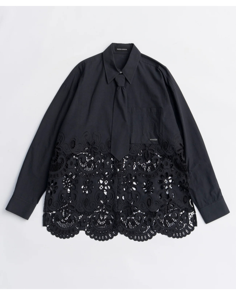 MAISON SPECIAL( ���]�� �X�y�V����) 21261315301 Hem Embroidery Tie Shirt