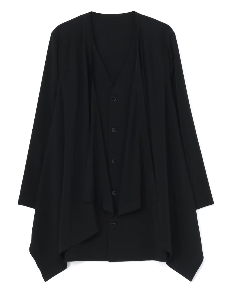 Ground Y�i�O���E���h ���C�jGA-T03-803-1-03 SILICON JERSEY+ CREPE DE CHINE FRONT DOUBLE FLOUNCE T-SHIRT