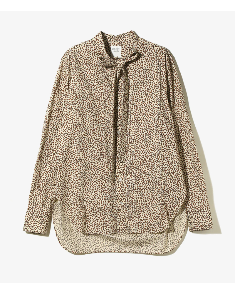 RHODOLIRION�i���h�����I��) SW1032 RIBBON TIE BLOUSE - SOLID��LEOPARD