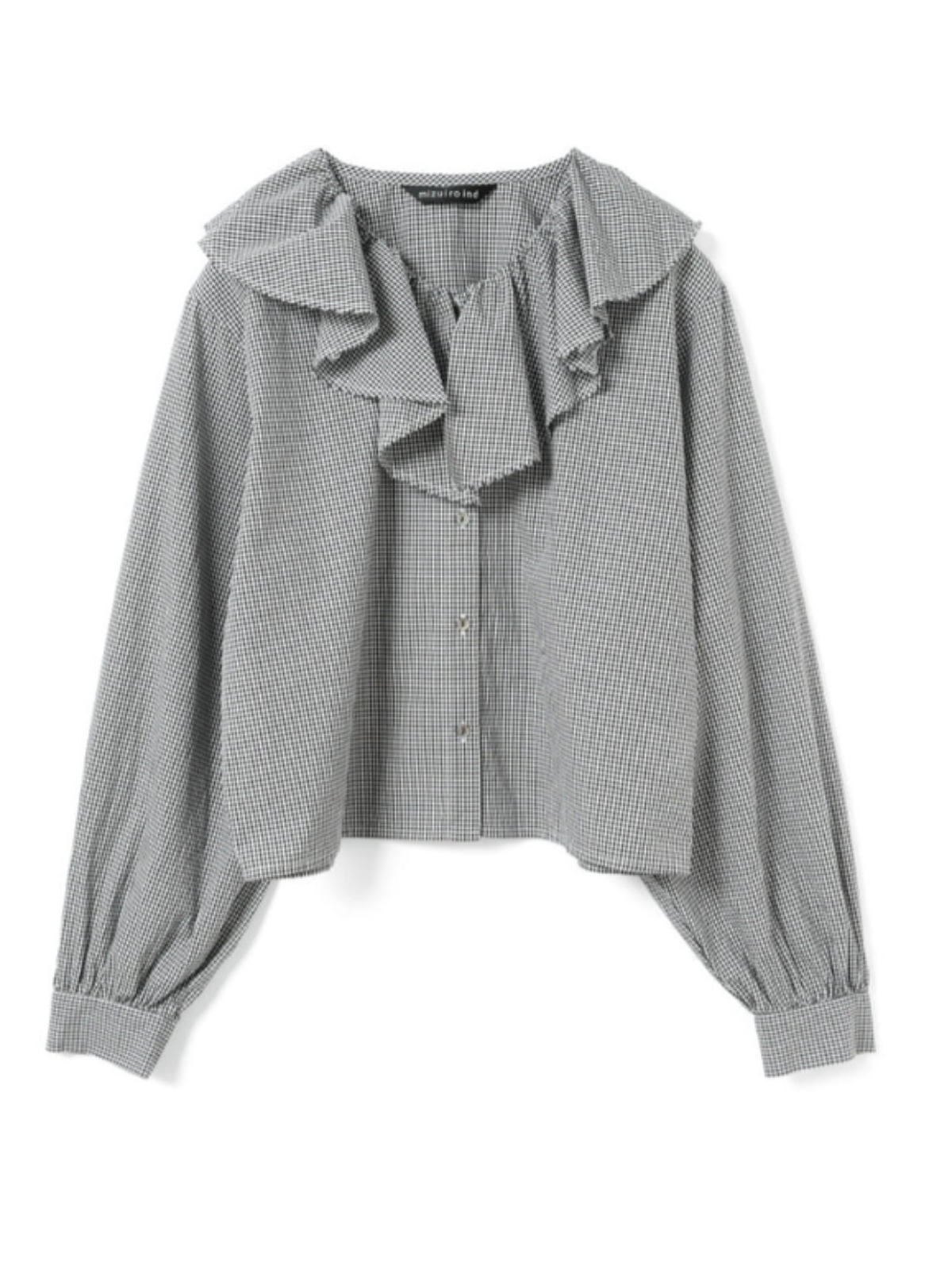 mizuiroind�i�~�Y�C���C���h�j1-230152 check frill gather collar shirt