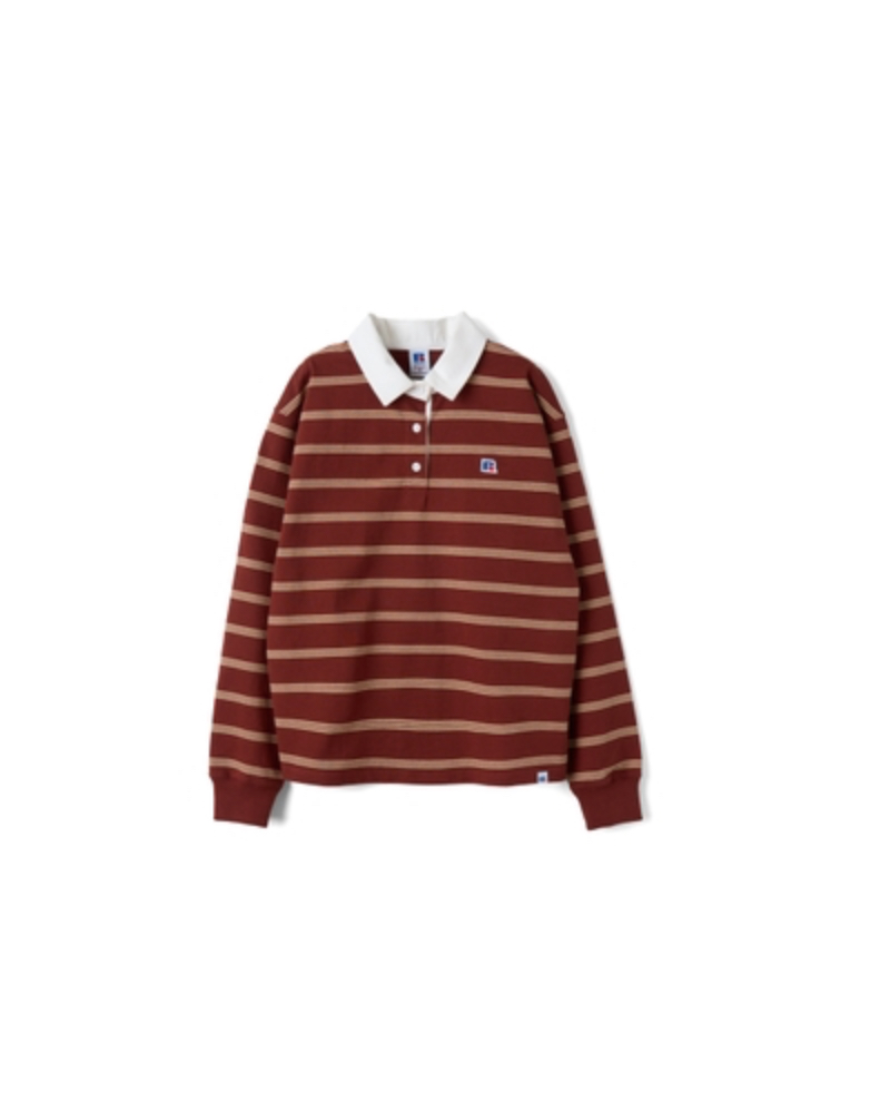 RUSSELL ATHLETIC(���b�Z�� �A�X���e�B�b�N)201261-006 Wmns Super Heavy Striped Jersey L/S Rugger Shirt