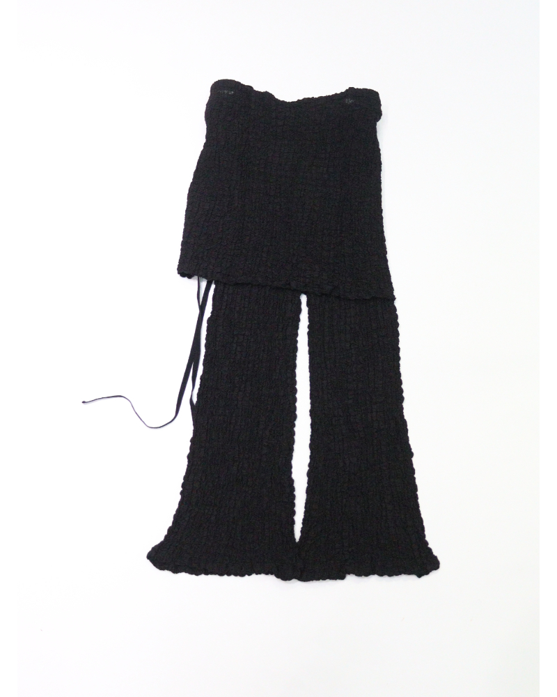 PHEENY�i�t�B�[�j�[)PS26-CS21 Shrink Lace Apron-Layered Flare Pants