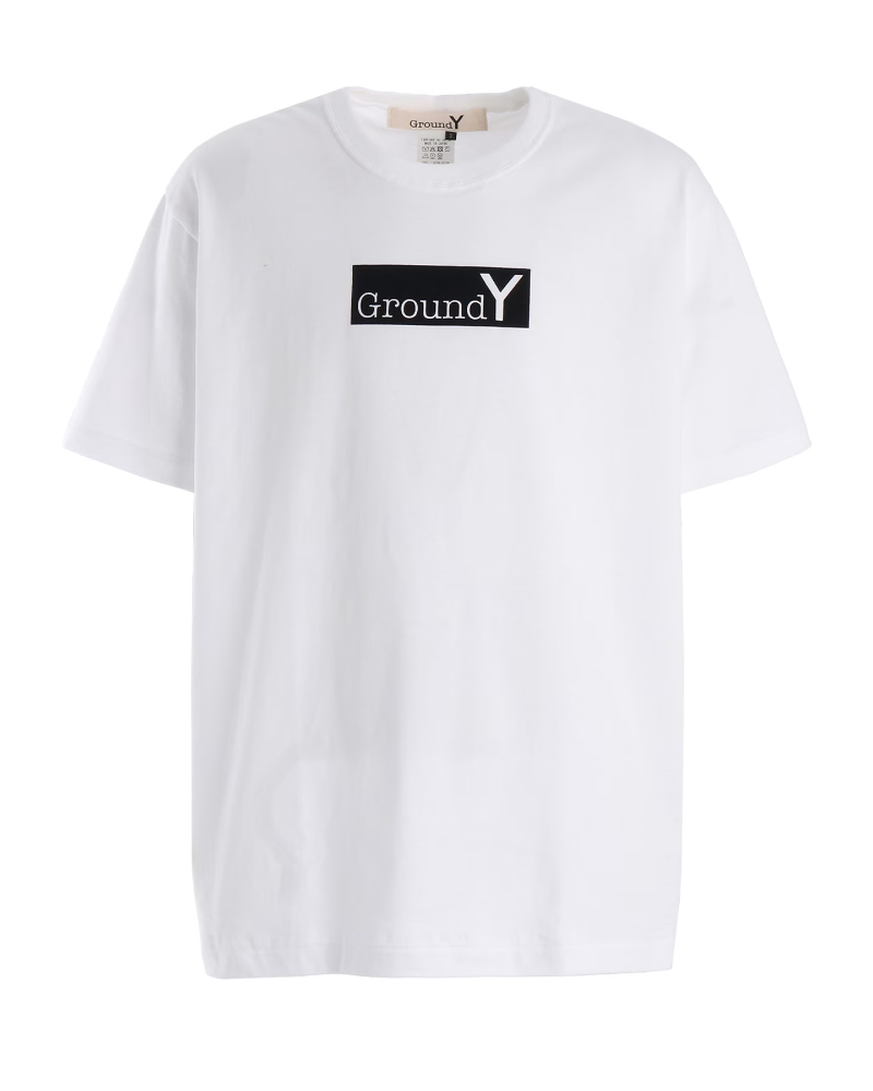 Ground Y�i�O���E���h ���C)GK-T86-070 JERSEY FLOCKY BOX LOGO T-SHIRT