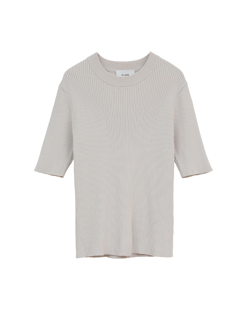 CLANE (�N���l)  10106-2293 H/N HALF SLEEVE RIB KNIT TOPS