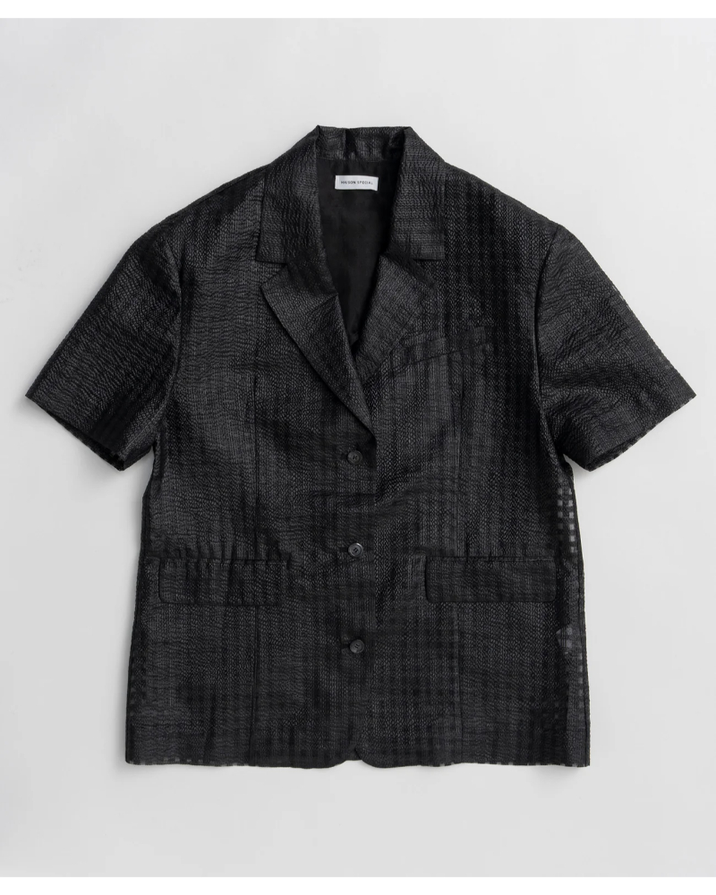 MAISON SPECIAL( ���]�� �X�y�V����) 21261115306 Half-Sleeve Sheer Check Jacket
