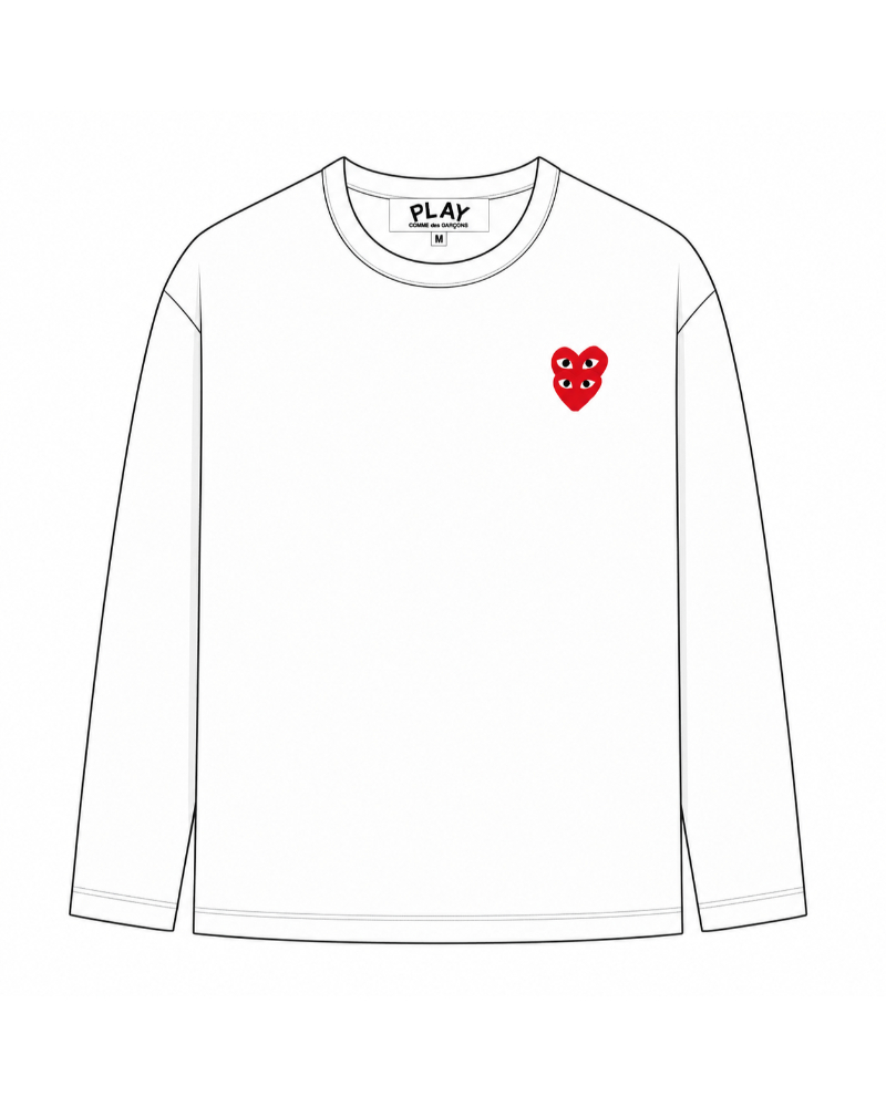 PLAY Comme des Garçons�i�v���C �R���f�M�����\���jAX-T292-051 DOUBLE RED EMBLEM L/S T-SHIRT