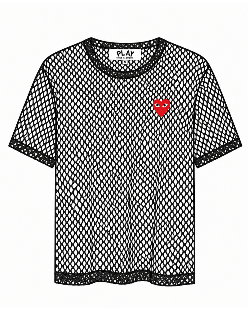 PLAY Comme des Garçons�i�v���C �R���f�M�����\���jAX-T351-051 MESH T-SHIRT RED EMBLEM